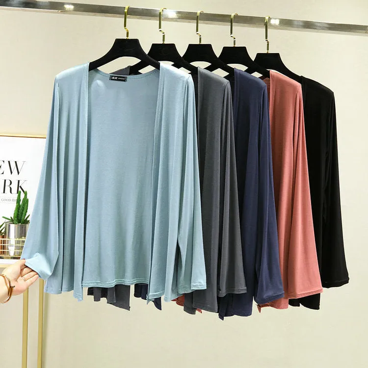 Cardigan Women Thin Long Sleeved Shawl Modal Cotton Sunscreen Slim Look Outerwear