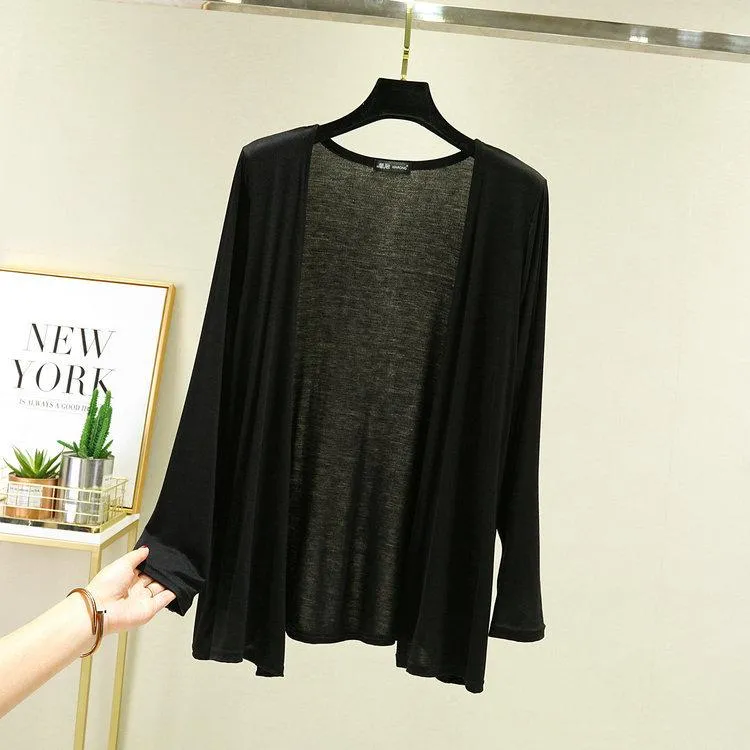 Cardigan Women Thin Long Sleeved Shawl Modal Cotton Sunscreen Slim Look Outerwear