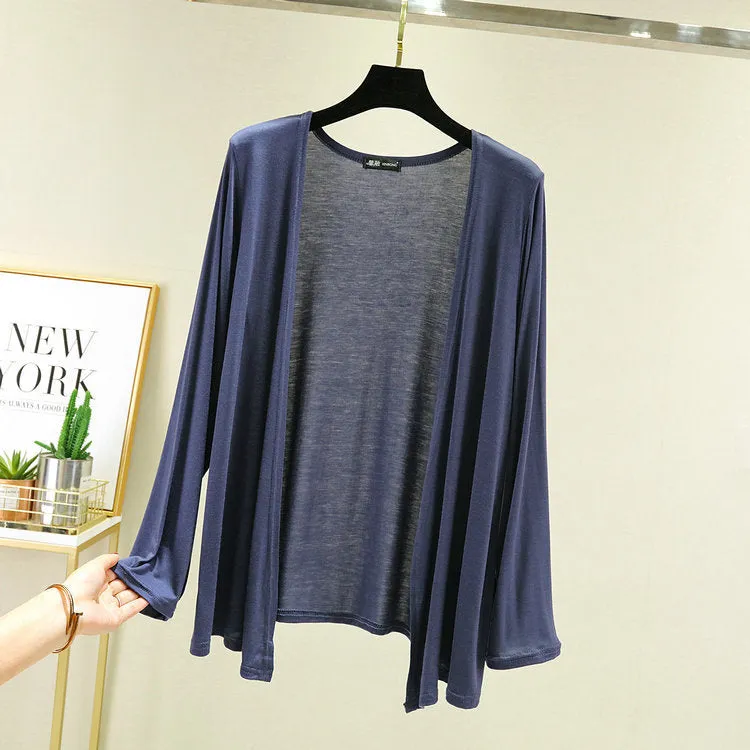 Cardigan Women Thin Long Sleeved Shawl Modal Cotton Sunscreen Slim Look Outerwear