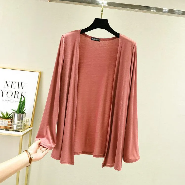 Cardigan Women Thin Long Sleeved Shawl Modal Cotton Sunscreen Slim Look Outerwear