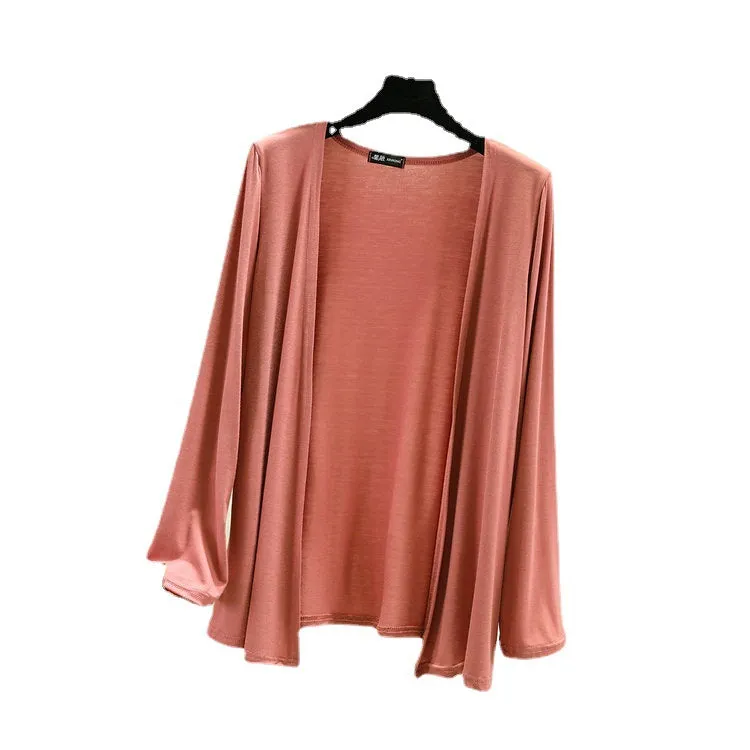 Cardigan Women Thin Long Sleeved Shawl Modal Cotton Sunscreen Slim Look Outerwear
