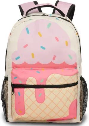 Cartoon Light Pink Ice Cream Bookbag Children Backpack for Girls School Work and Travel 17 Inch(Light Pink)
