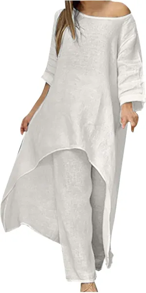 Ceboyel Summer Boho Dresses for Women 2023 Cotton Linen Dress One Shoulder Long Maxi Dresses Casual Beach Ladies Outfits