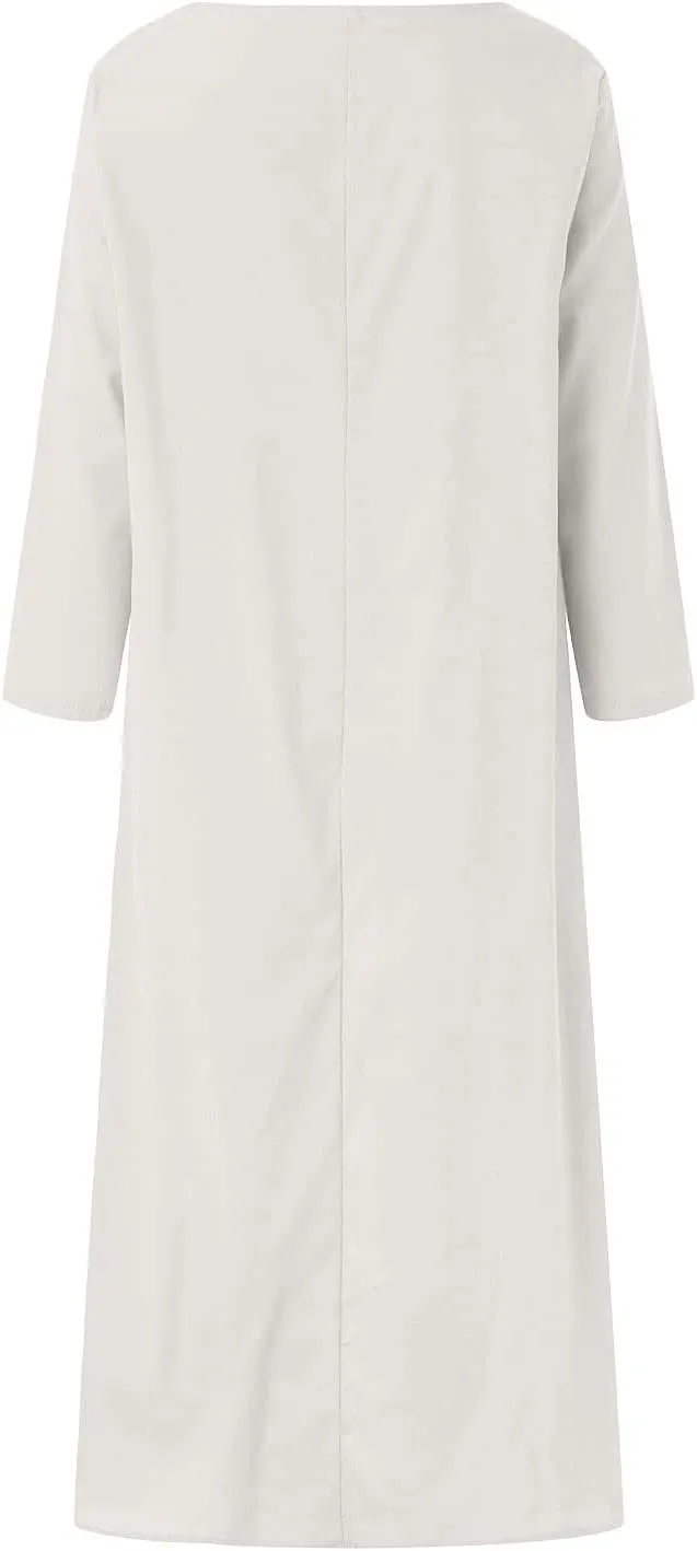 Ceboyel Summer Boho Dresses for Women 2023 Cotton Linen Dress One Shoulder Long Maxi Dresses Casual Beach Ladies Outfits