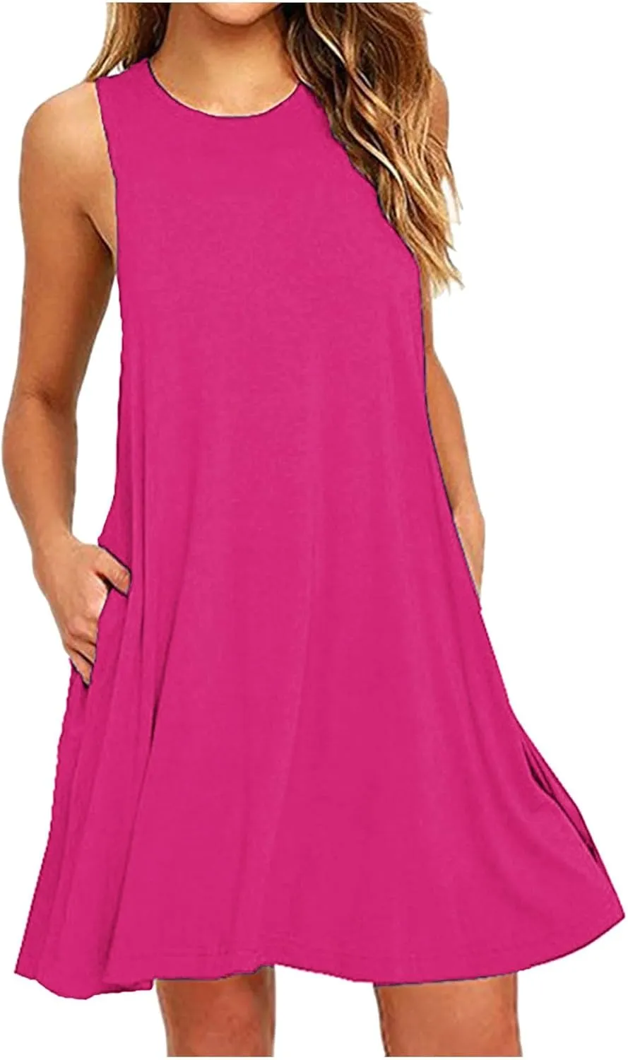 Ceboyel Women 2024 Casual Beach Summer Sundresses Flowy Aline Dresses Tank Sundress Trendy Vacation Clothes with Pocket