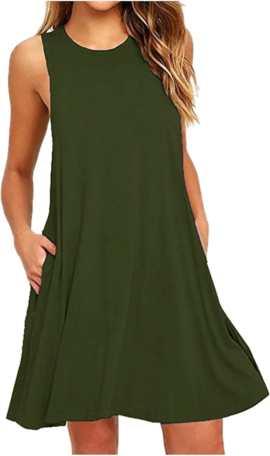 Ceboyel Women 2024 Casual Beach Summer Sundresses Flowy Aline Dresses Tank Sundress Trendy Vacation Clothes with Pocket