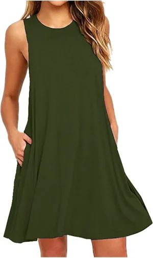 Ceboyel Women 2024 Casual Beach Summer Sundresses Flowy Aline Dresses Tank Sundress Trendy Vacation Clothes with Pocket