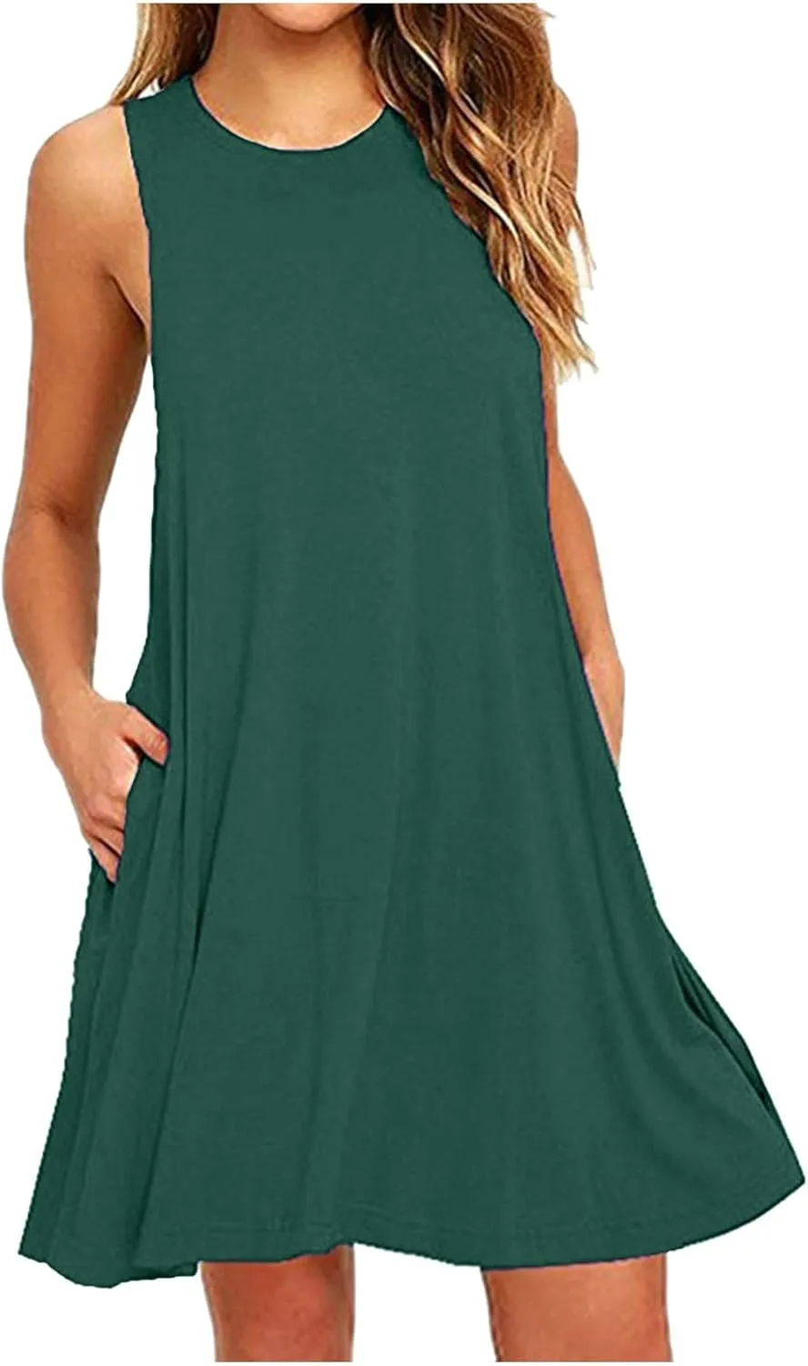 Ceboyel Women 2024 Casual Beach Summer Sundresses Flowy Aline Dresses Tank Sundress Trendy Vacation Clothes with Pocket