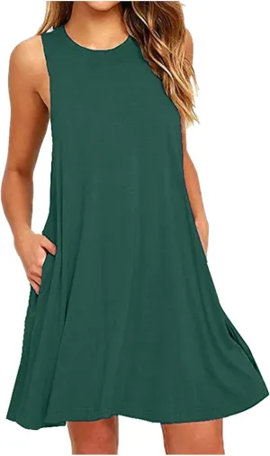 Ceboyel Women 2024 Casual Beach Summer Sundresses Flowy Aline Dresses Tank Sundress Trendy Vacation Clothes with Pocket