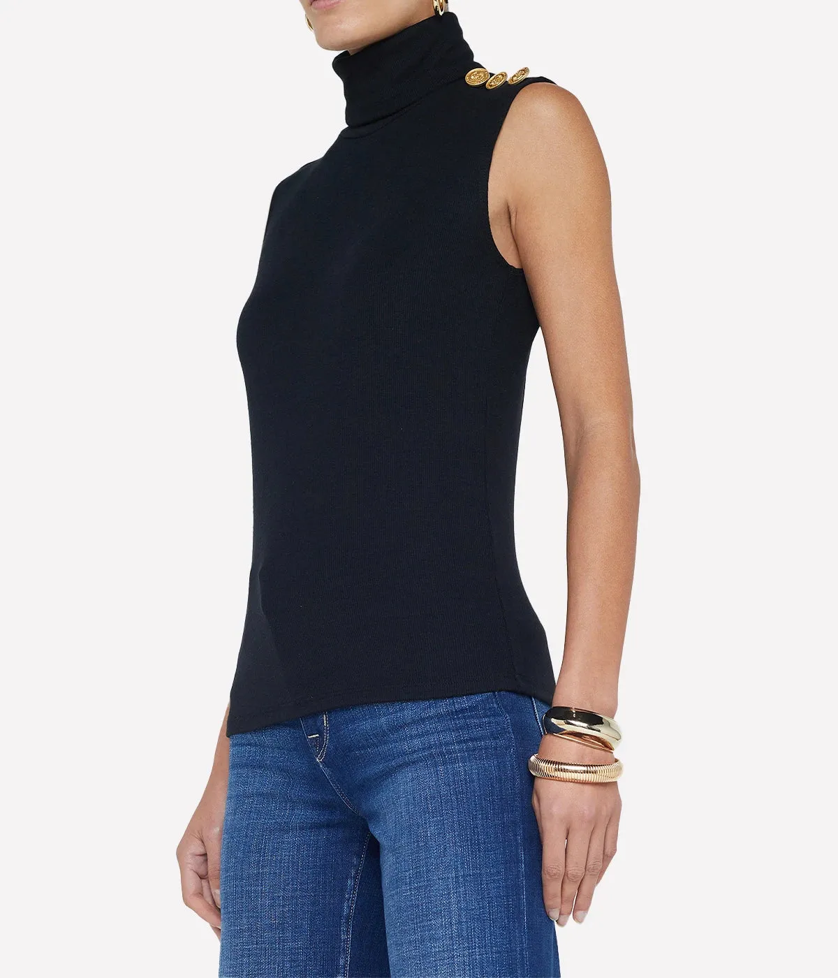 Ceci Sleeveless Turtle Neck in Black