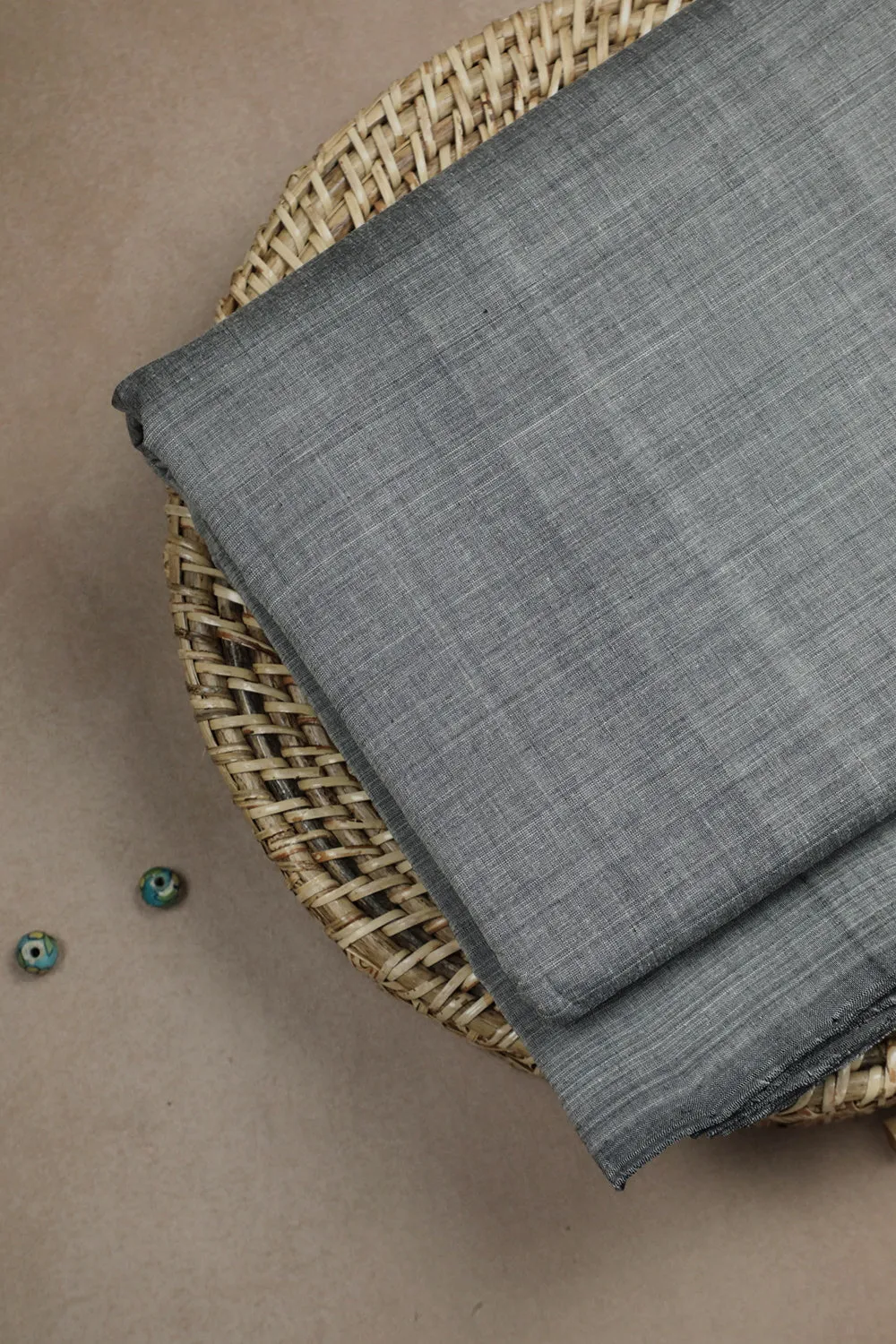 Cement Grey Plain Mangalagiri Cotton Fabric