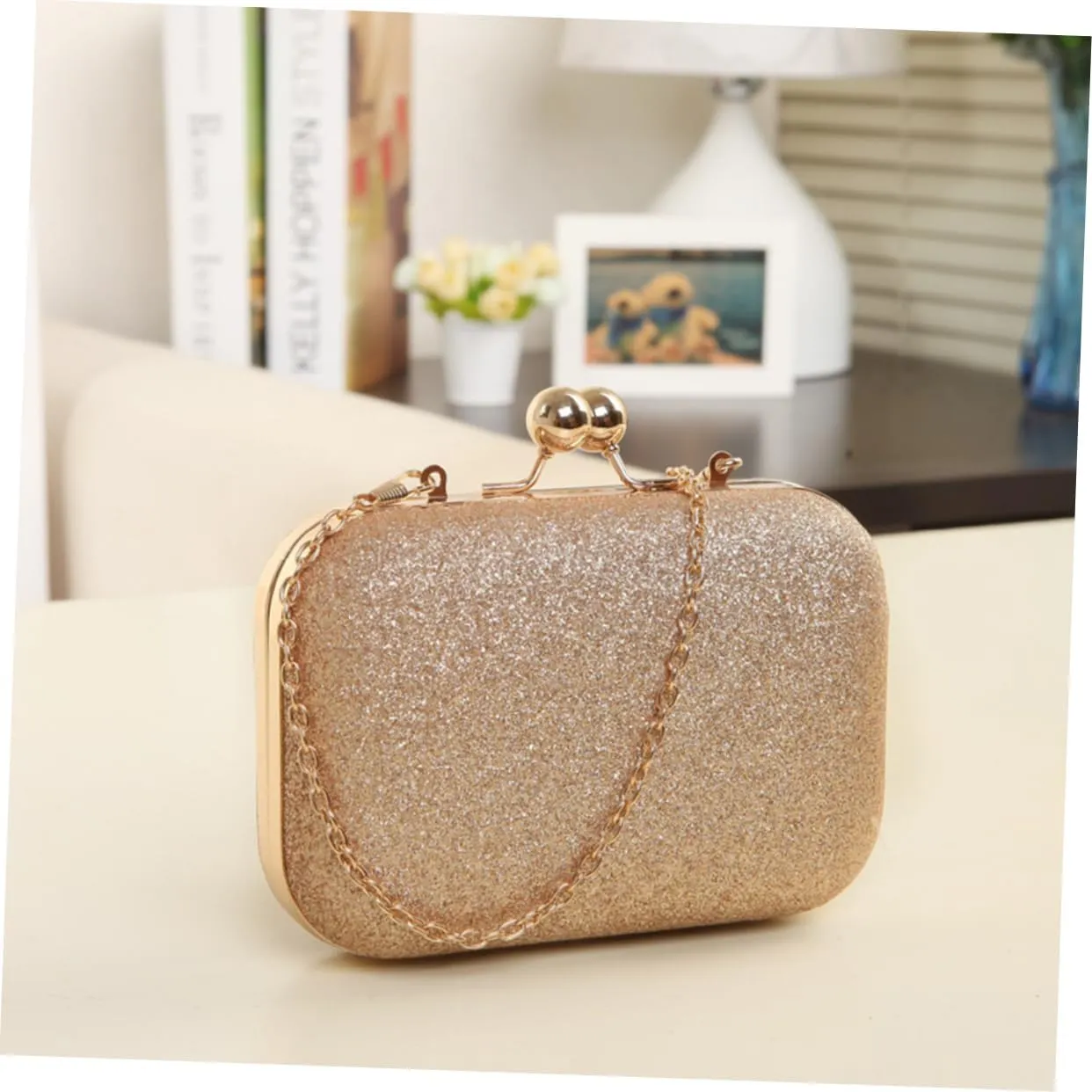 Chain Handbag Gold Clutch Purses for Women Shoulder Messenger Bag Womens Tote Bags Mini Clutch Gold