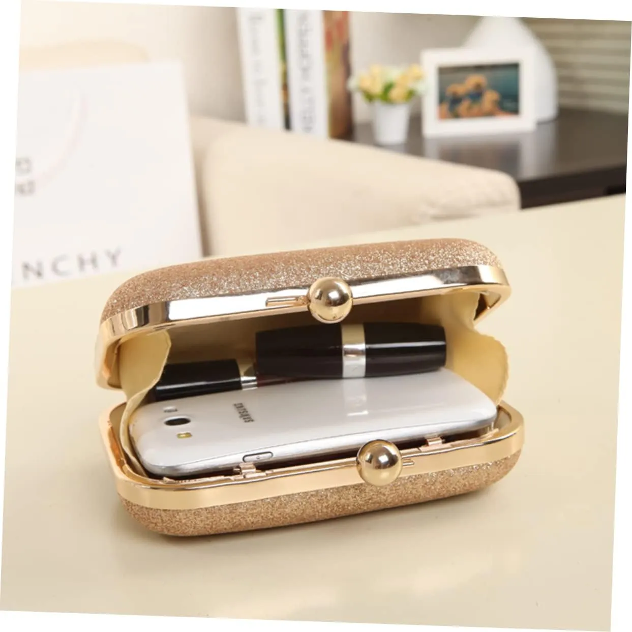 Chain Handbag Gold Clutch Purses for Women Shoulder Messenger Bag Womens Tote Bags Mini Clutch Gold