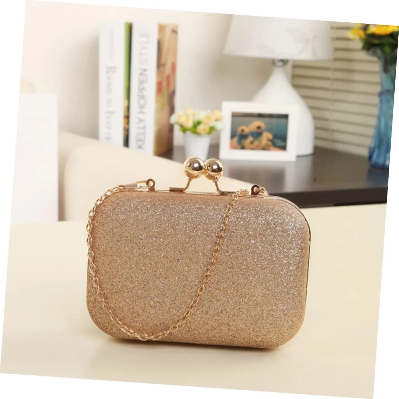 Chain Handbag Gold Clutch Purses for Women Shoulder Messenger Bag Womens Tote Bags Mini Clutch Gold