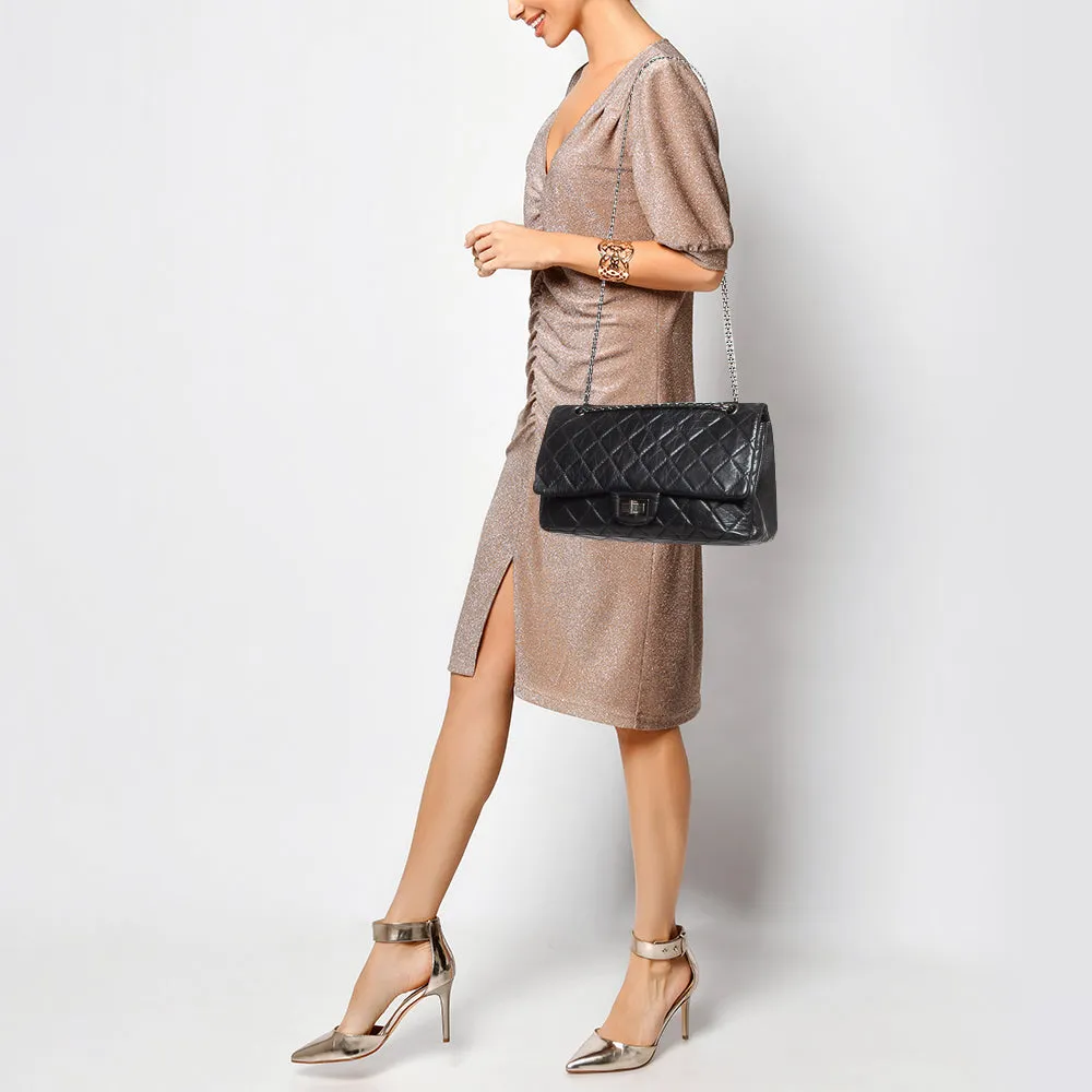 CHANEL Black Quilted Aged Leather Reissue 2.55 Classic 227 New Bag