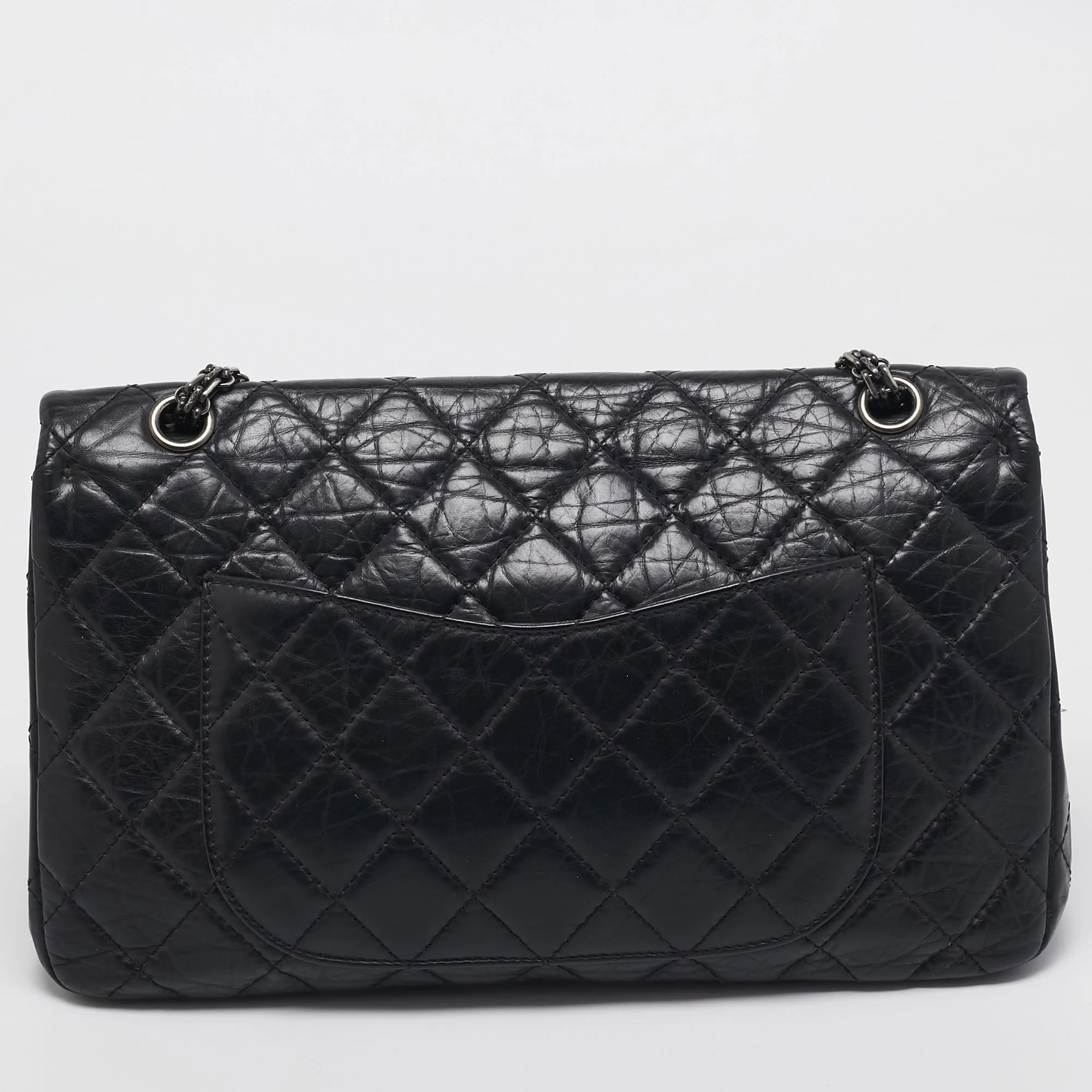 CHANEL Black Quilted Aged Leather Reissue 2.55 Classic 227 New Bag