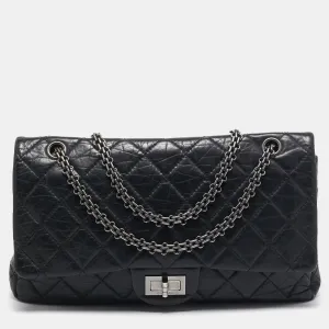 CHANEL Black Quilted Aged Leather Reissue 2.55 Classic 227 New Bag