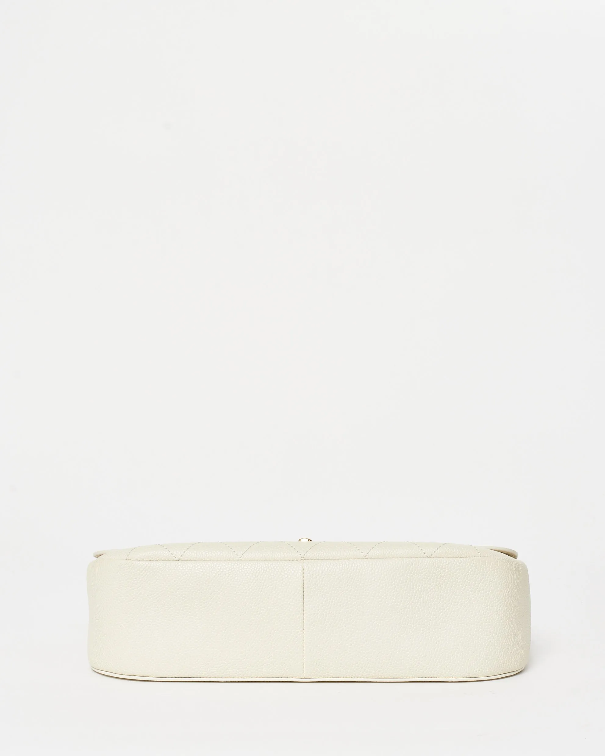 Chanel Cream Caviar Leather CC Lock Top Handle Flap Bag