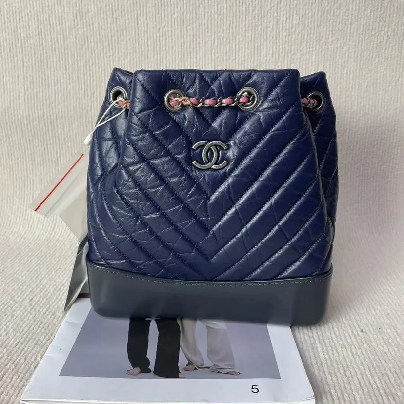 Chanel Navy Bucket Bag 5020703 - Preloved Designer Handbag