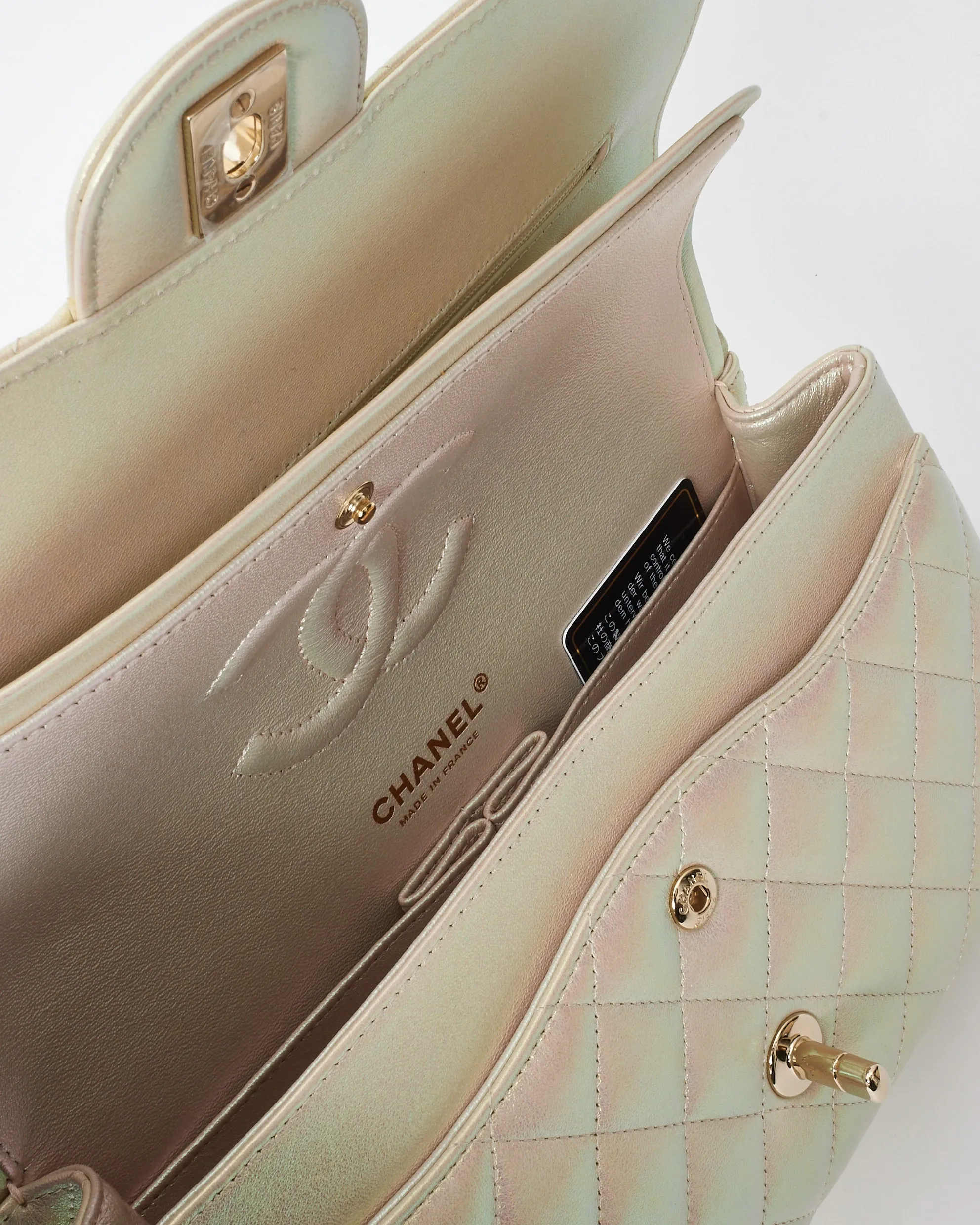 Chanel Pearl Iridescent Lambskin Medium Classic Double Flap