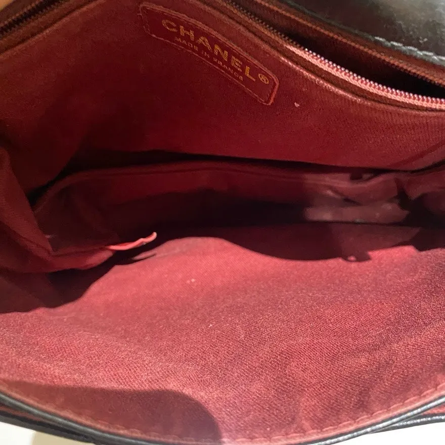 Chanel Preloved Waxy Leather Black Shoulder Bag
