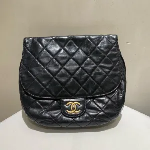 Chanel Preloved Waxy Leather Black Shoulder Bag