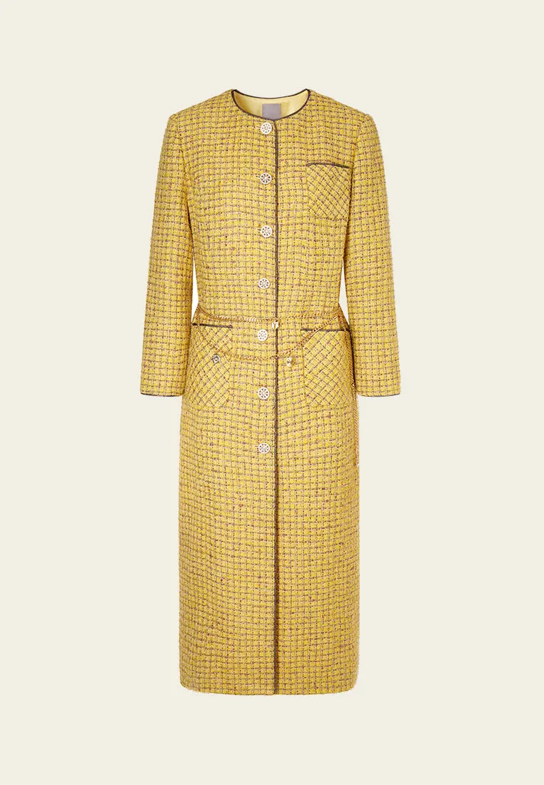 Checked Tweed Maxi Coat