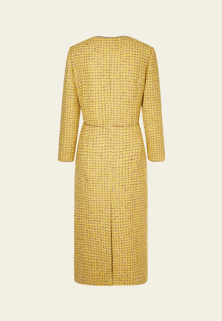 Checked Tweed Maxi Coat