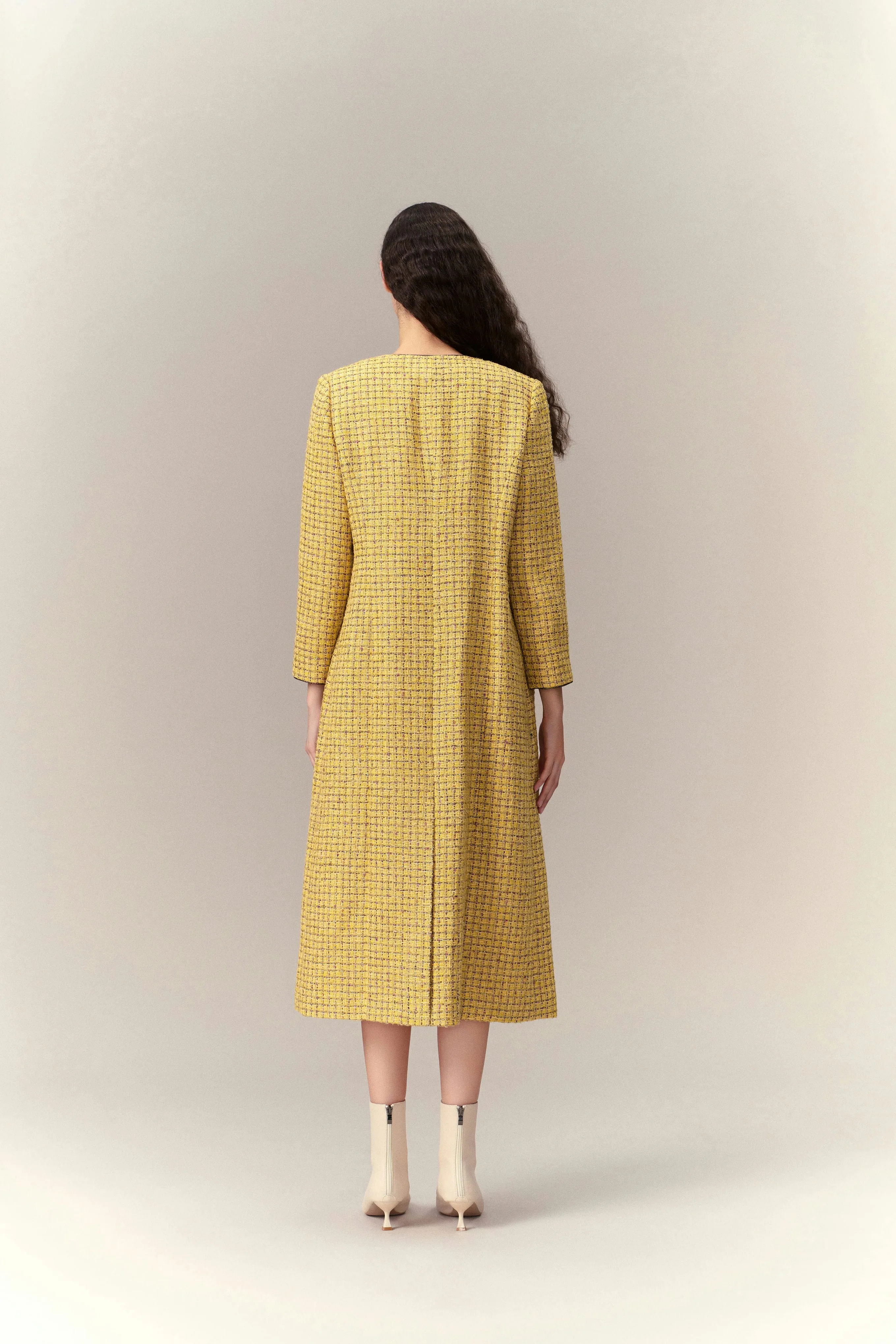 Checked Tweed Maxi Coat