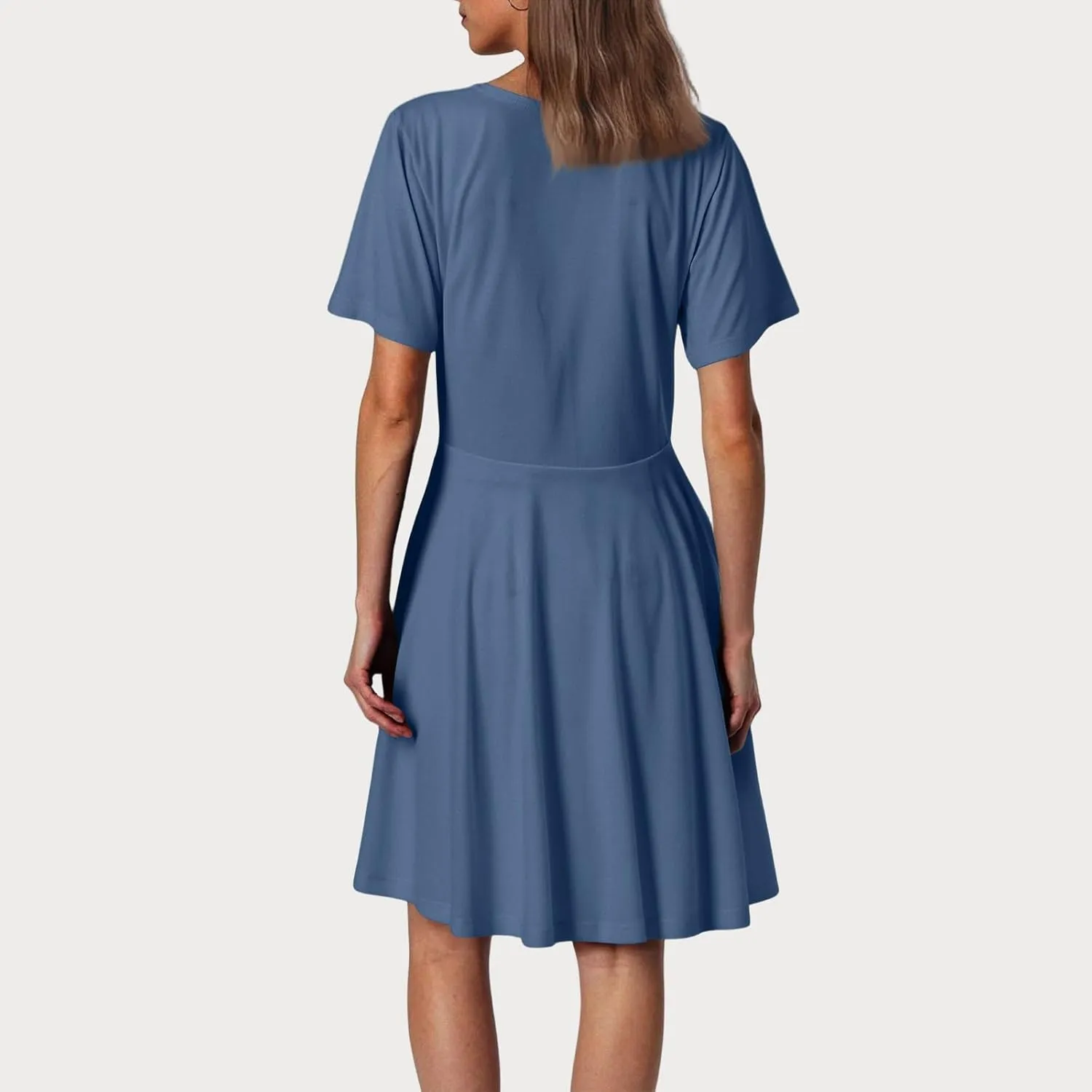 Corset Dress for Women 2025 Summer Drop Waist Mini Dresses Casual Short Sleeve Button Henley Shirt Dress with Pockets