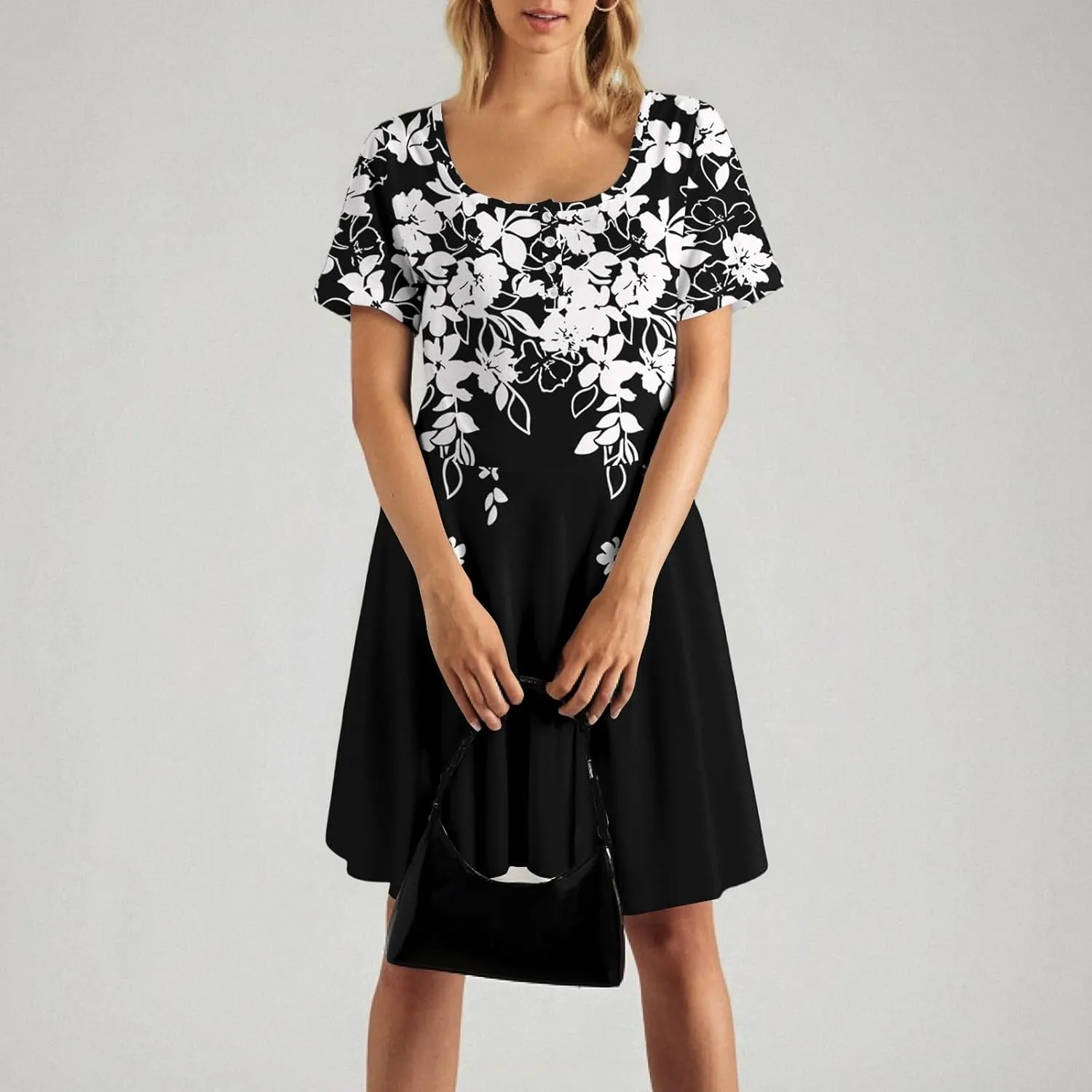 Corset Dress for Women 2025 Summer Drop Waist Mini Dresses Casual Short Sleeve Button Henley Shirt Dress with Pockets