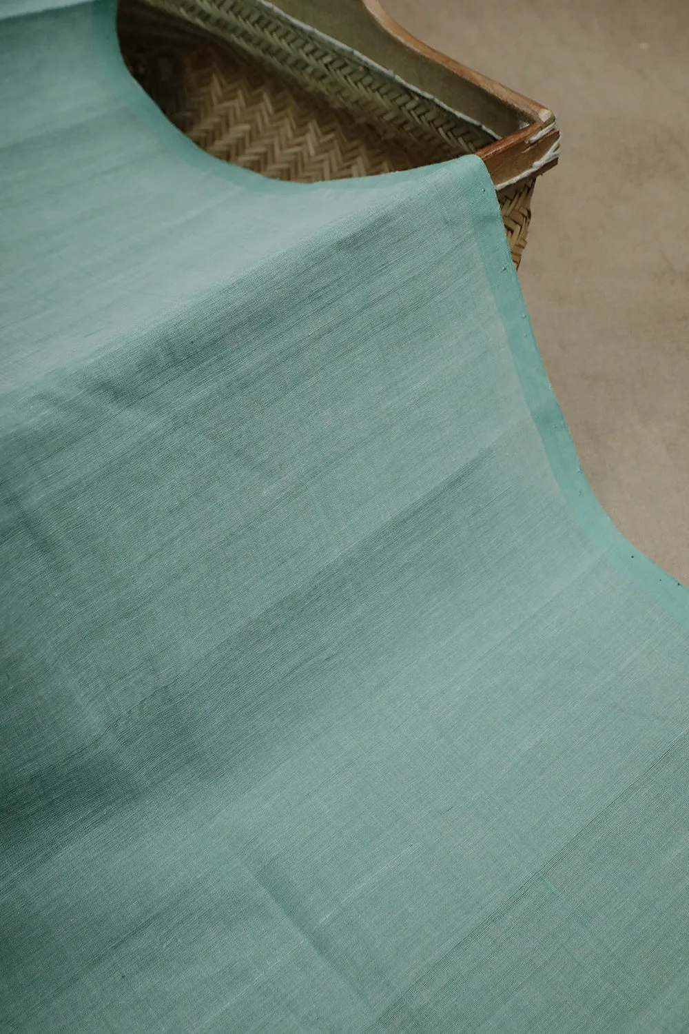 Creamy Green Mangalagiri Cotton Fabric