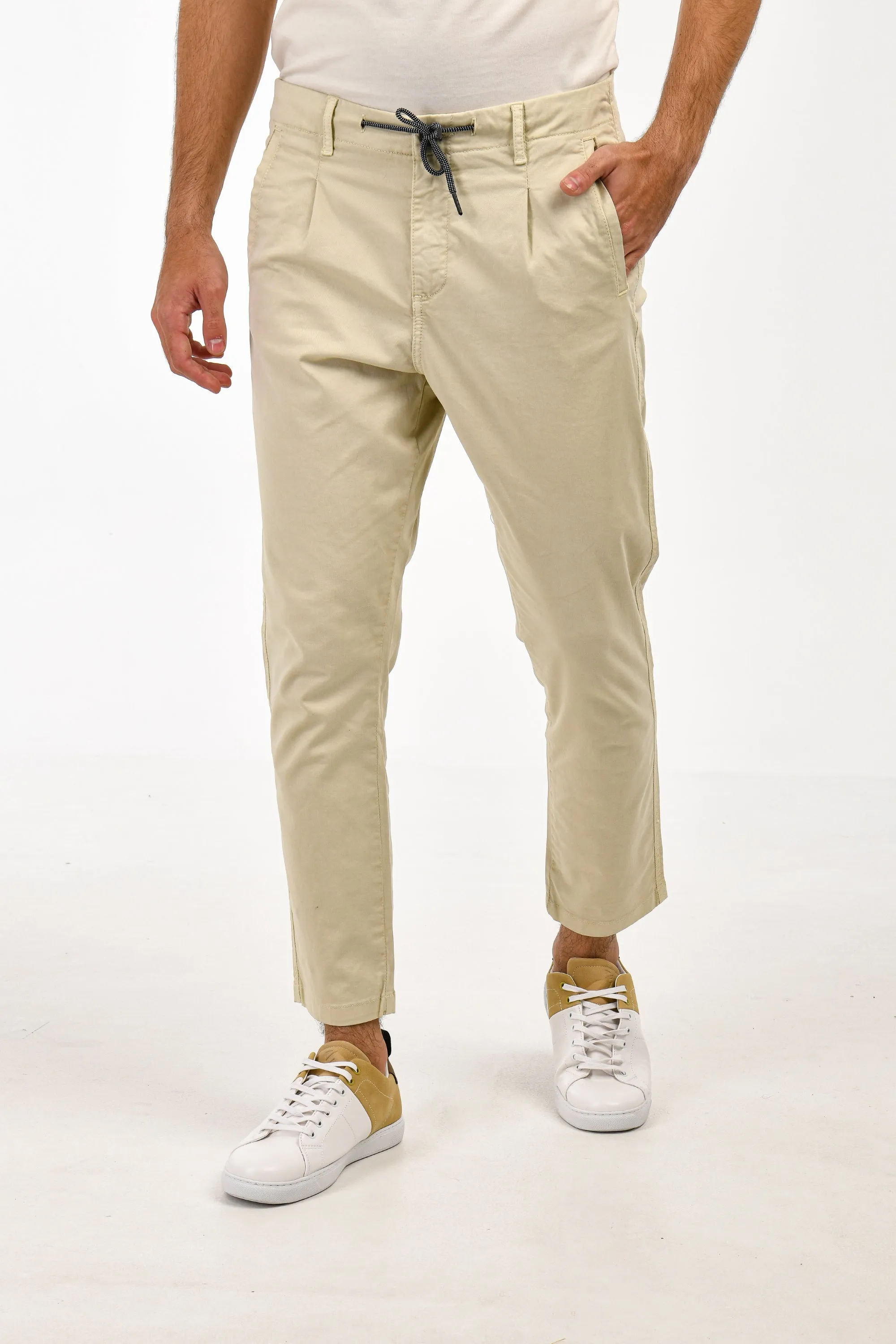 Cropped Fit Stone Chinos