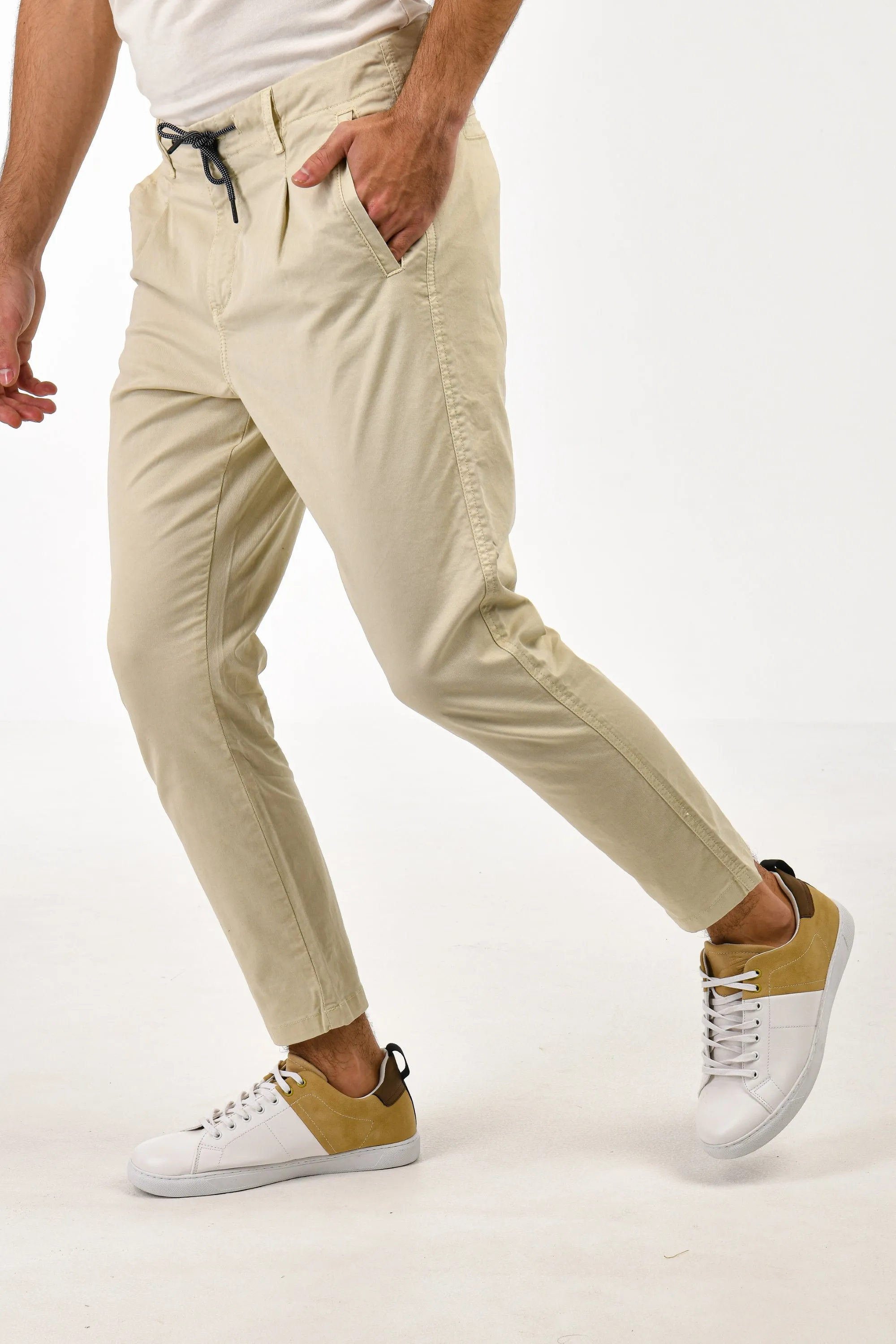 Cropped Fit Stone Chinos