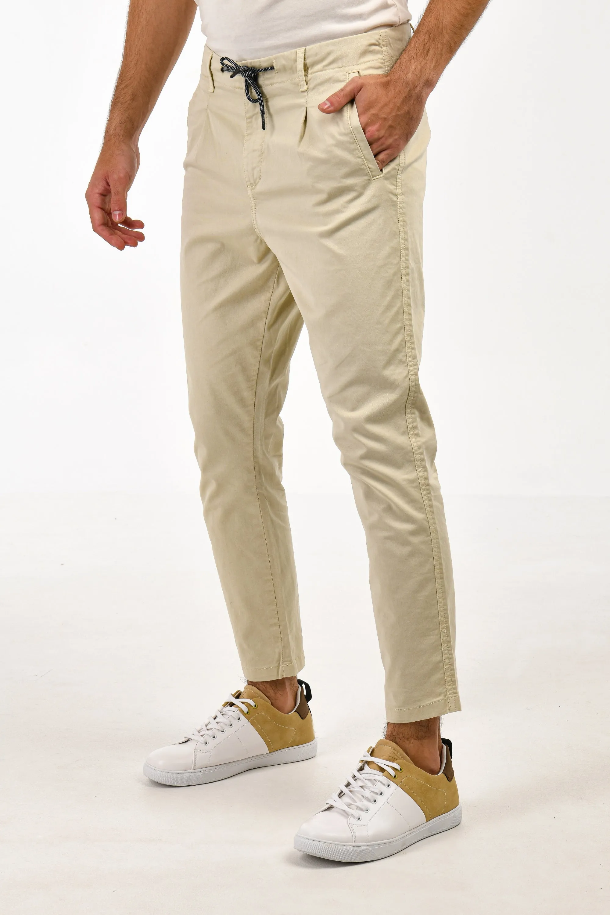 Cropped Fit Stone Chinos