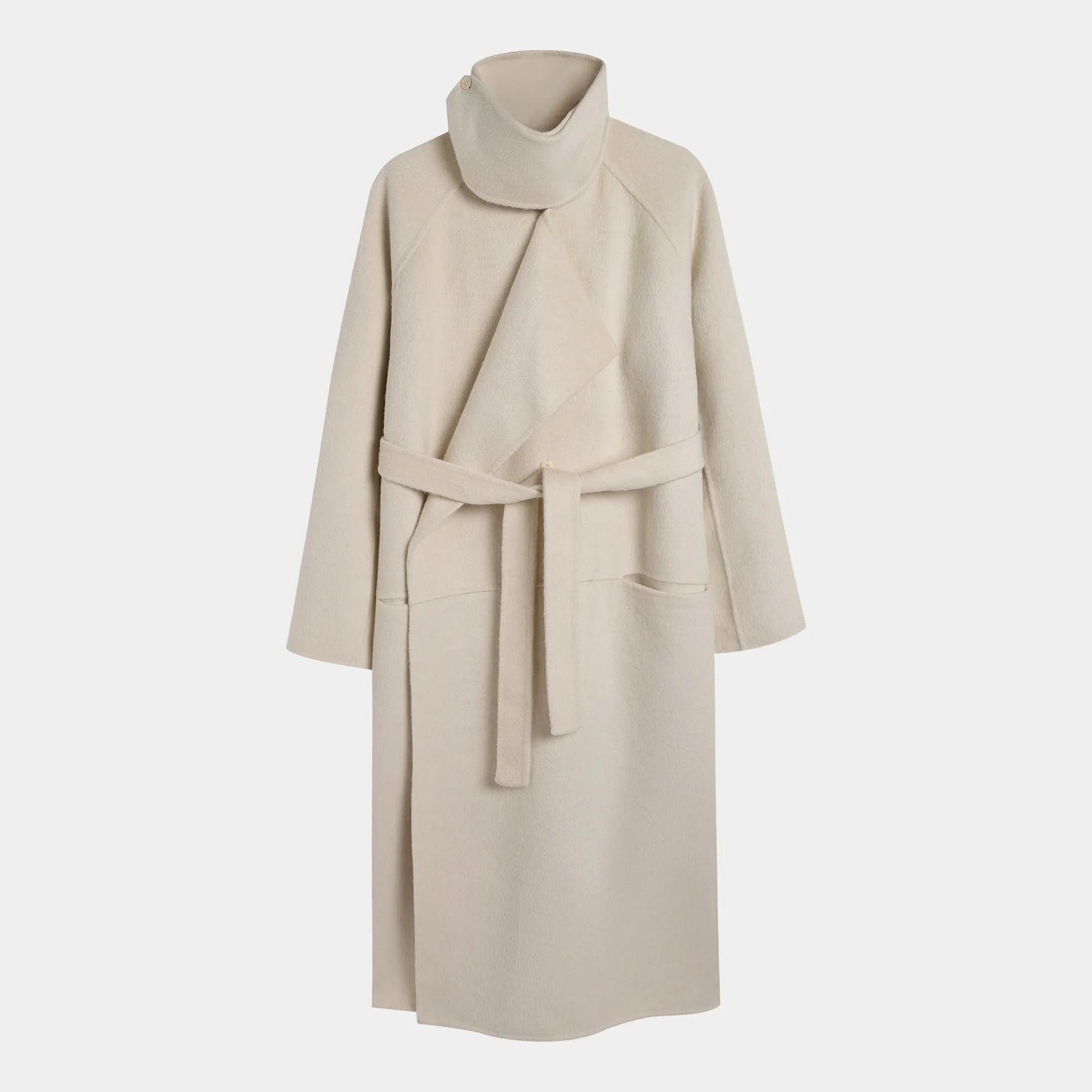 Custom-Spun Wool Angora Belted Coat