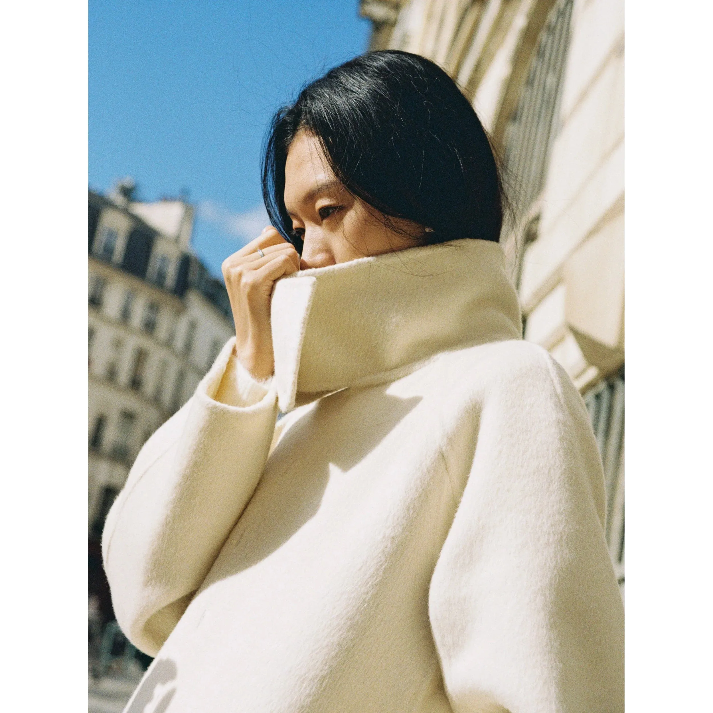 Custom-Spun Wool Angora Belted Coat