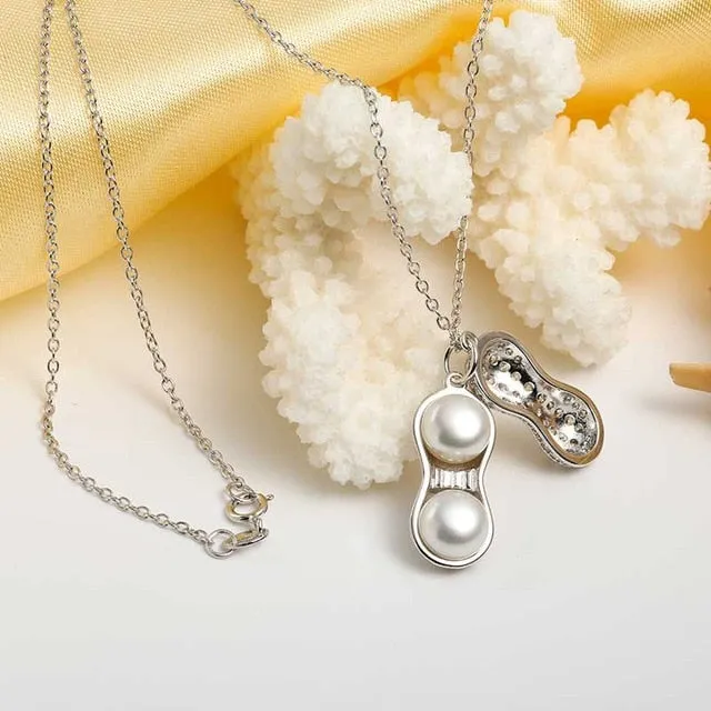 Custom Trendy Double Pearl Peanut Necklaces