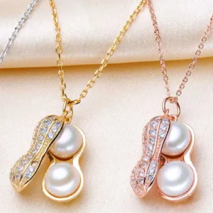 Custom Trendy Double Pearl Peanut Necklaces