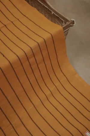Dark Orangish Yellow Mangalagiri Stripe Cotton Fabric