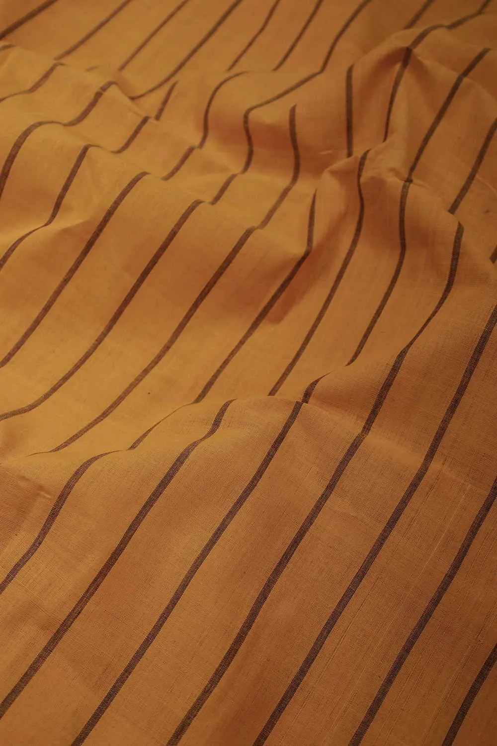 Dark Orangish Yellow Mangalagiri Stripe Cotton Fabric