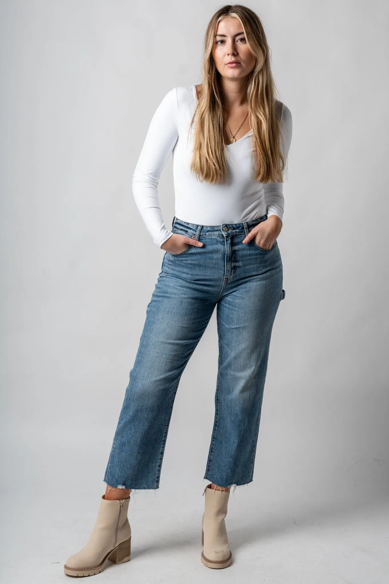 Daze utility high rise crop jeans shut down