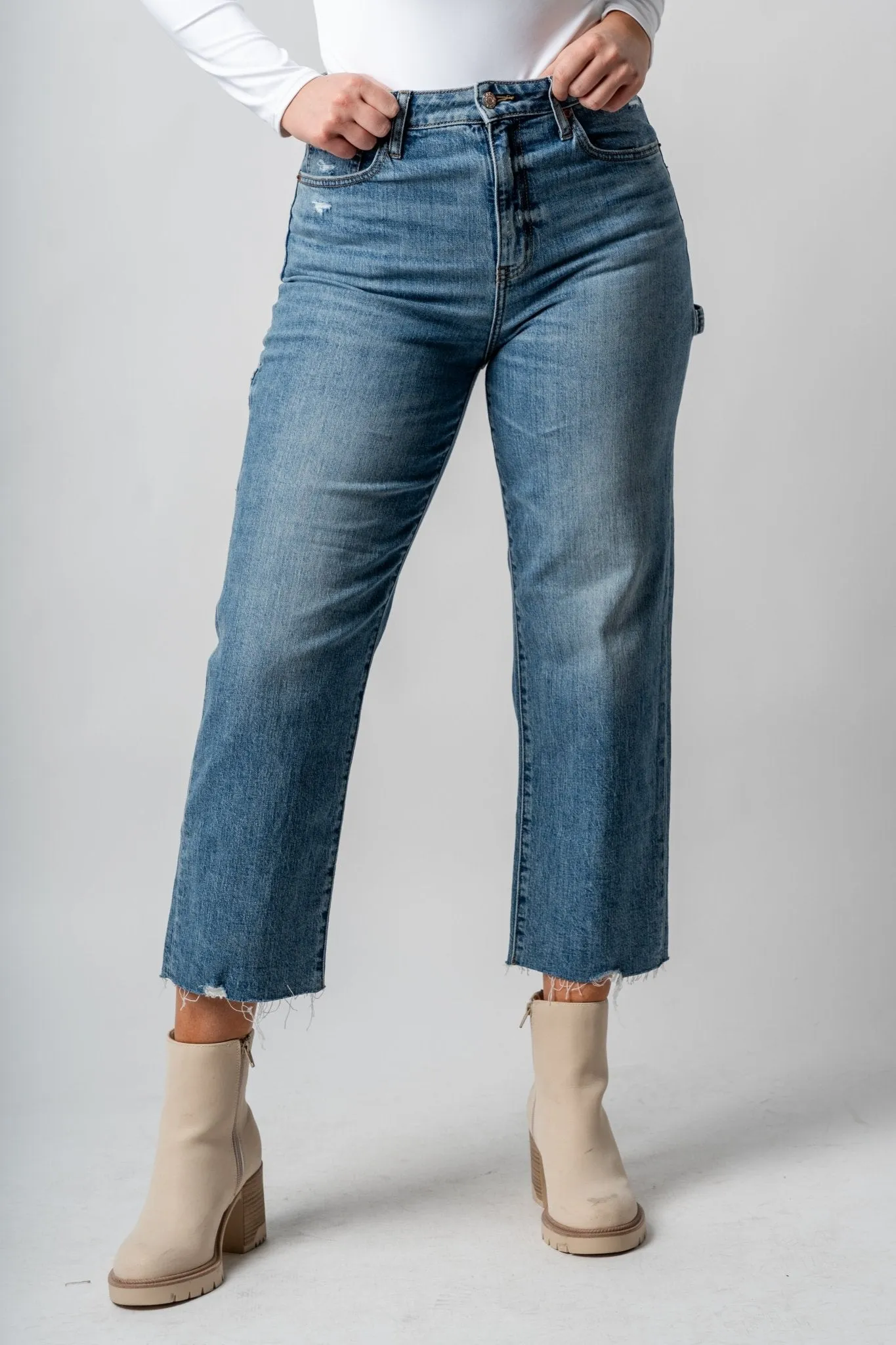 Daze utility high rise crop jeans shut down