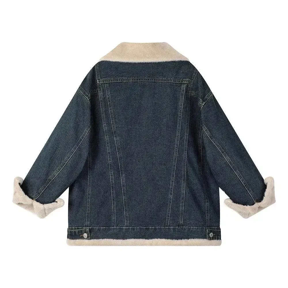 Denim Parkas Moto Biker Jacket for Women