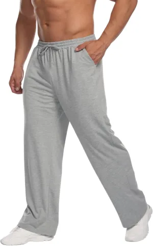 Deyeek Men's Lightweight Sweatpants Open Bottom Sweat Pants for Men Straight Leg Gym Sweatpants Lounge Pants with Pockets