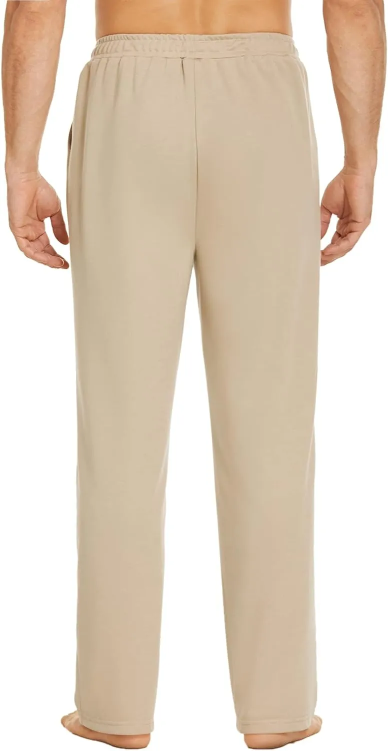 Deyeek Men's Lightweight Sweatpants Open Bottom Sweat Pants for Men Straight Leg Gym Sweatpants Lounge Pants with Pockets