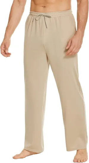 Deyeek Men's Lightweight Sweatpants Open Bottom Sweat Pants for Men Straight Leg Gym Sweatpants Lounge Pants with Pockets