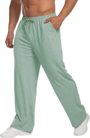 Deyeek Men's Lightweight Sweatpants Open Bottom Sweat Pants for Men Straight Leg Gym Sweatpants Lounge Pants with Pockets