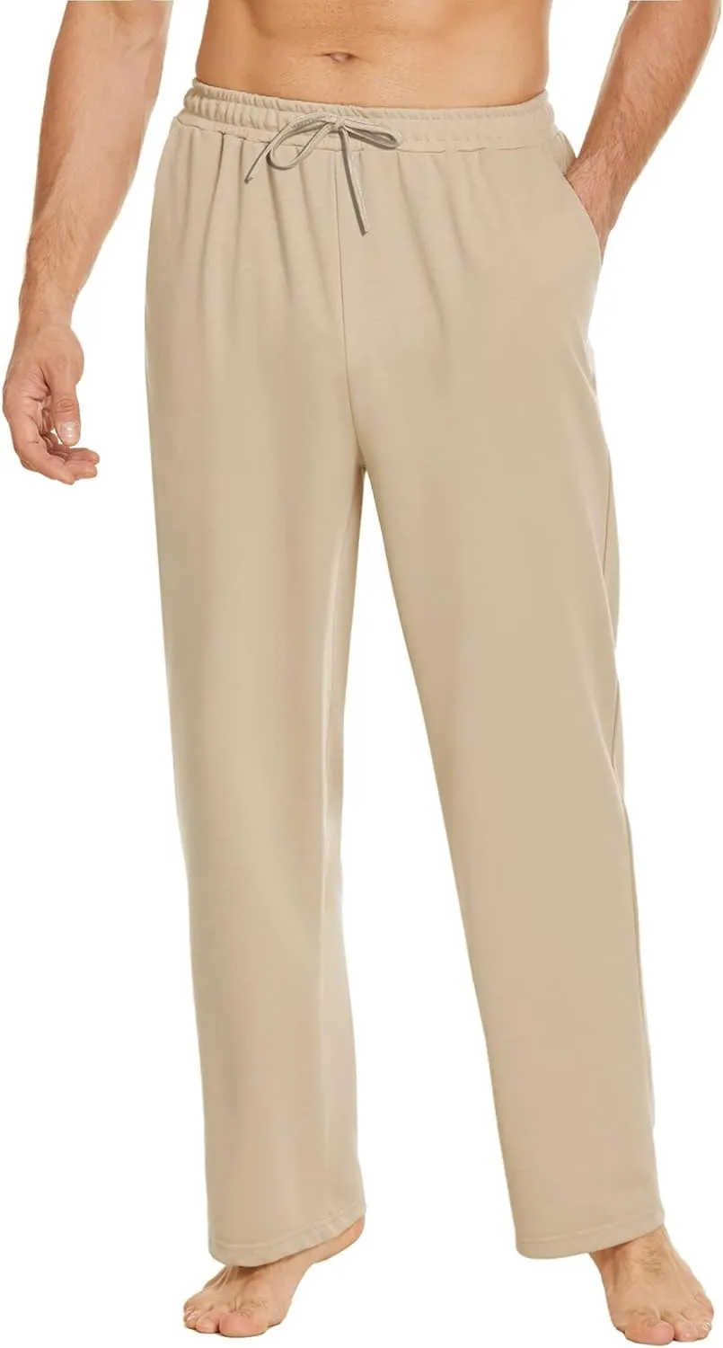 Deyeek Men's Lightweight Sweatpants Open Bottom Sweat Pants for Men Straight Leg Gym Sweatpants Lounge Pants with Pockets