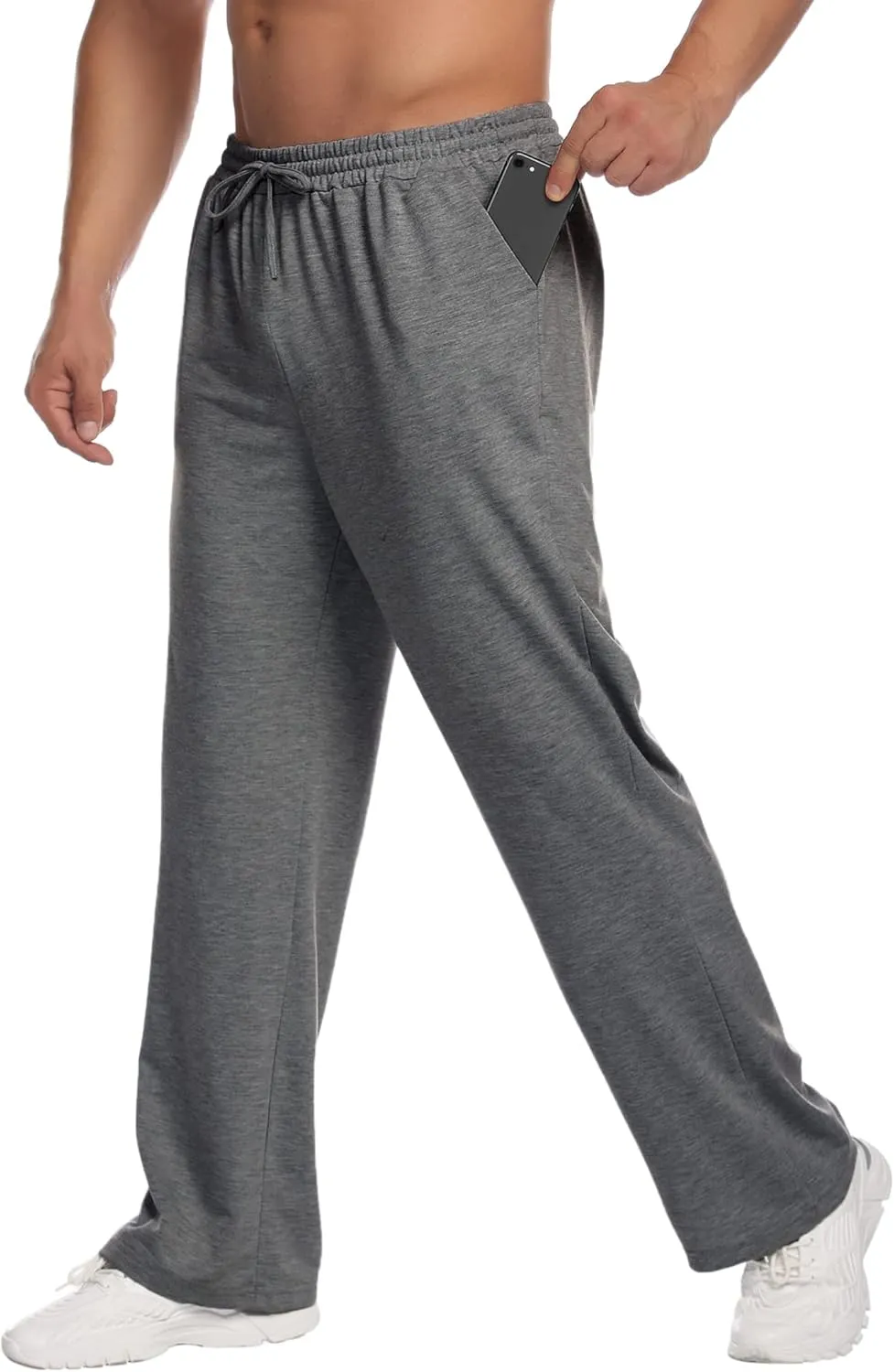 Deyeek Men's Lightweight Sweatpants Open Bottom Sweat Pants for Men Straight Leg Gym Sweatpants Lounge Pants with Pockets